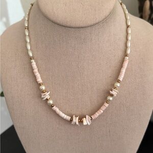 Vintage 70’s Pink Puka Shell & Mother of Pearl Surfer Necklace